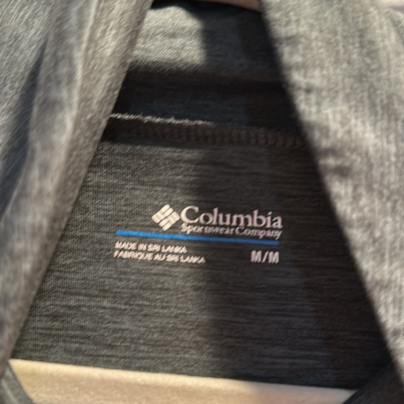 Columbia Olive Green Heathered Split Tail Cowl Neck Performance Pullover Top M - Picture 2 of 8